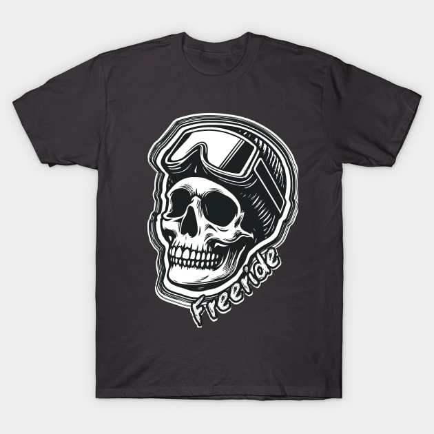 Ski Freeride Skull Unleashed Tee T-Shirt by ComPix